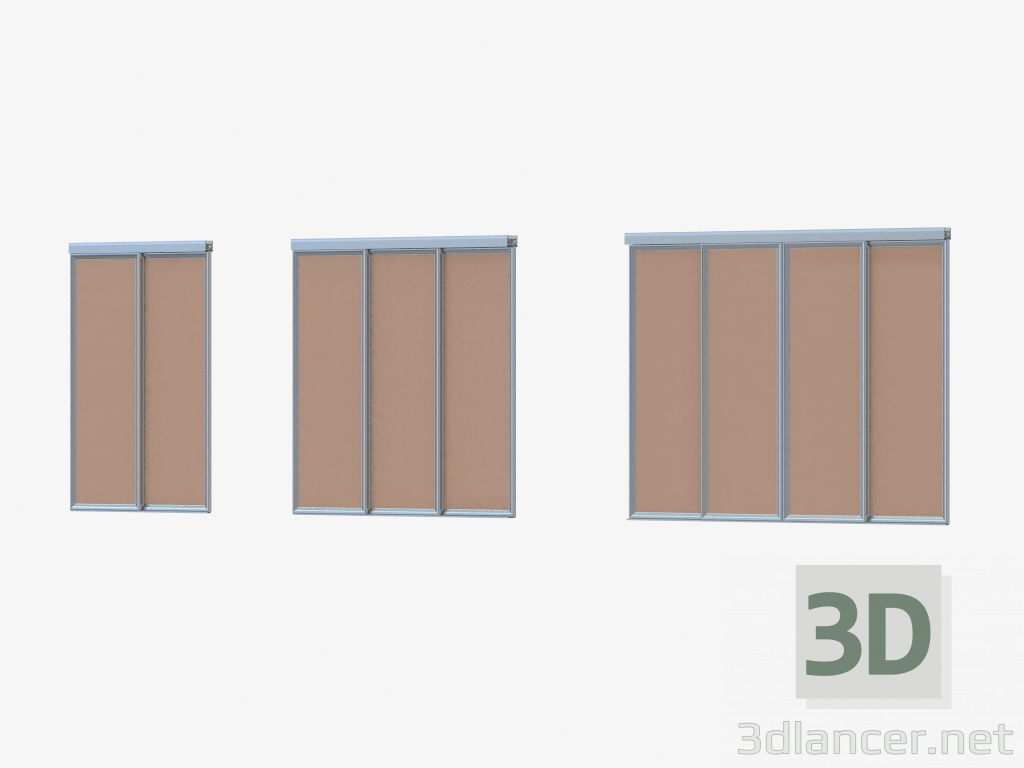 3d model Interroom partition A1 (silver bronza light glass) - preview