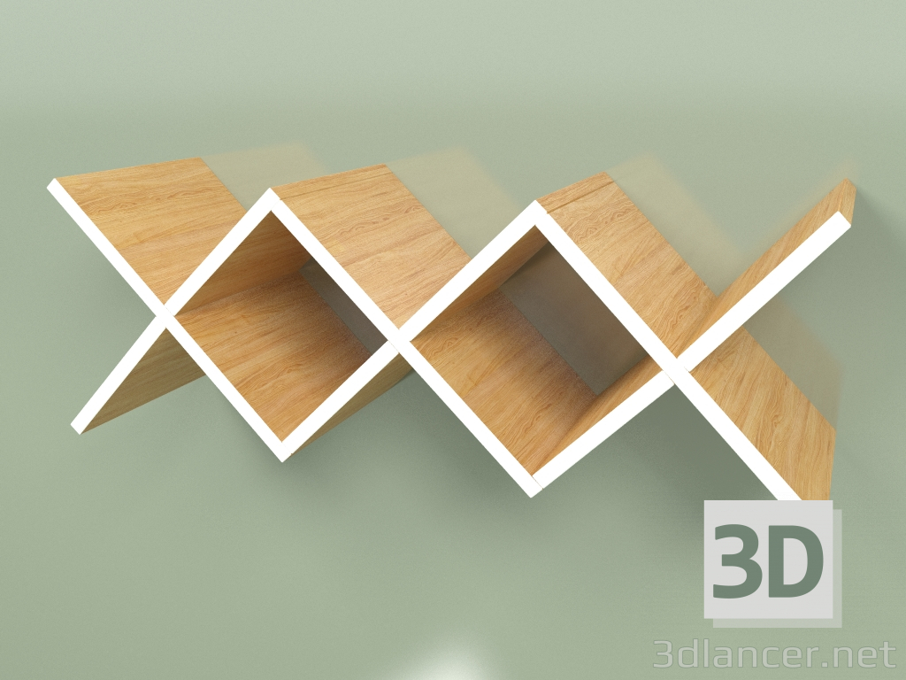 3D Modell Woo Regal Wohnzimmer Langes Regal (Weiß) - Vorschau