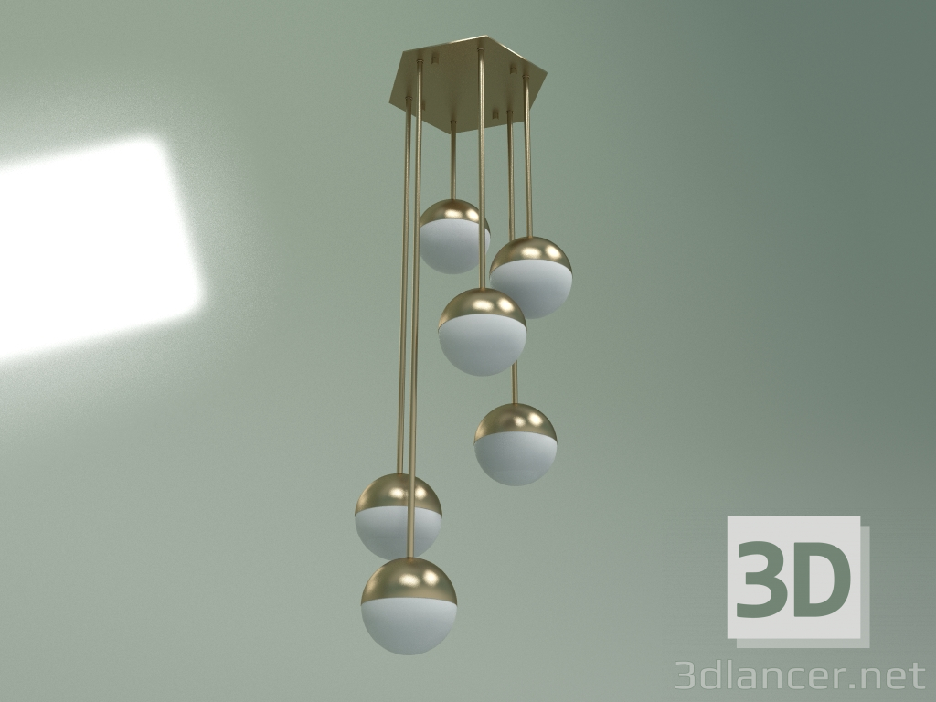 modello 3D Lampada da soffitto Italian Globe Cascata 6 luci - anteprima