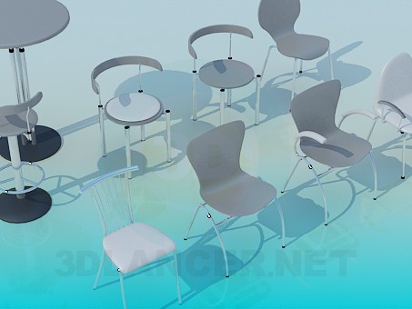 3D Modell Vielzahl von Stühlen - Vorschau