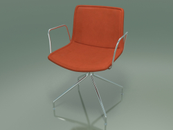 कुर्सी 0314 (कुंडा, आर्मरेस्ट के साथ, हटाने योग्य चिकनी चमड़े के असबाब के साथ)