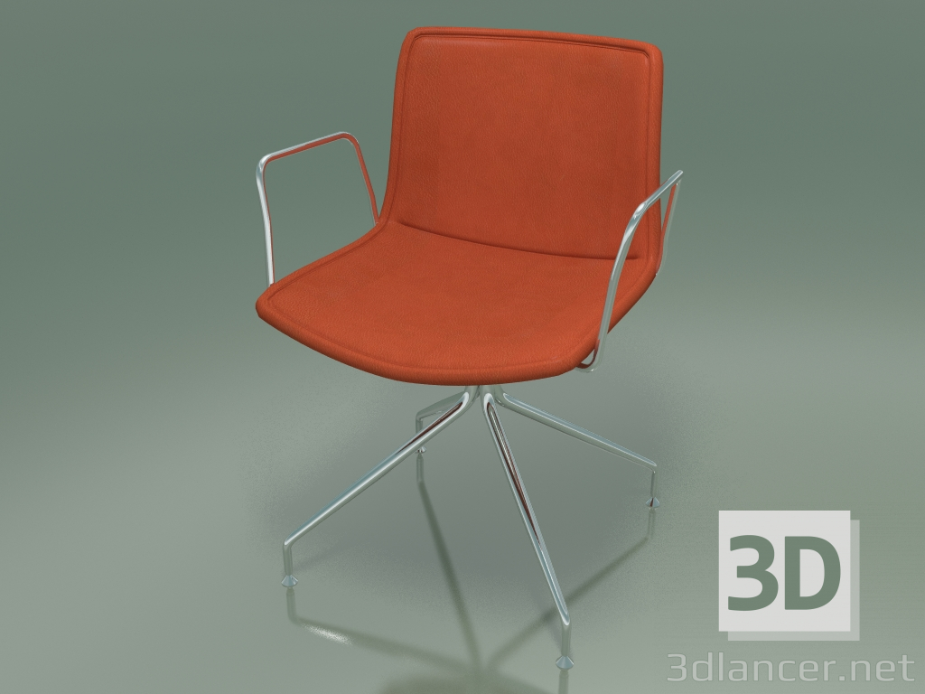 Modelo 3d Cadeira 0314 (giratória, com braços, com estofamento removível de couro liso) - preview