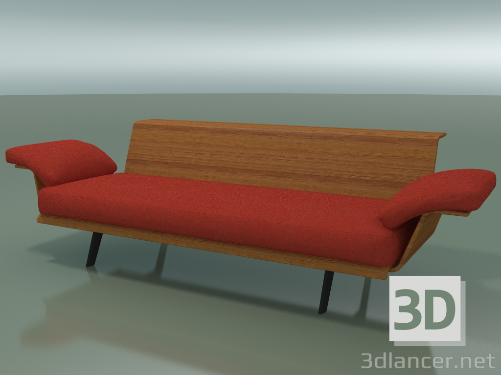 modello 3D Modulo centrale Lounge 4420 (L 180 cm, Effetto teak) - anteprima