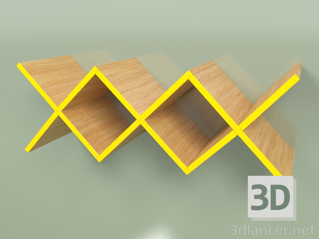 3D modeli Woo Shelf salon uzun raf (hardal sarısı) - önizleme