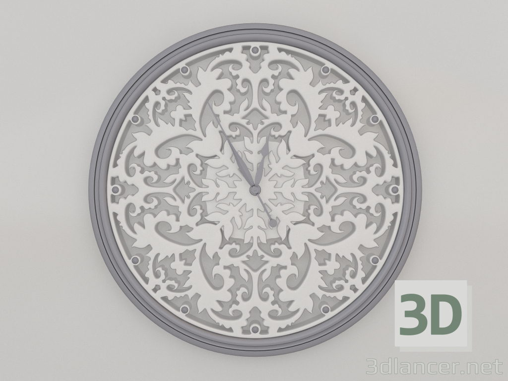 3 डी मॉडल रिफाइंड दीवार घड़ी (सिल्वर, 1.5 मी) - पूर्वावलोकन