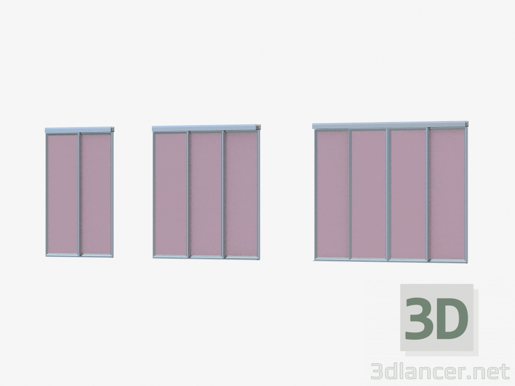 3d model Interroom partition of A1 (silver gray glass) - preview