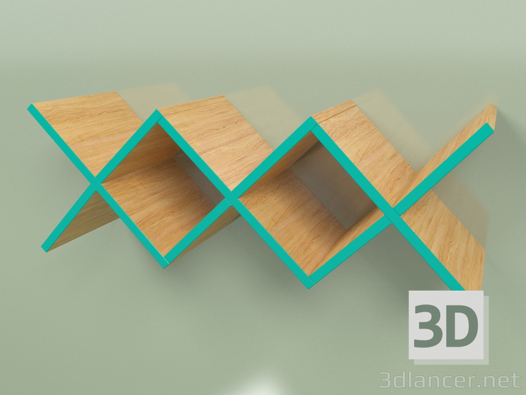 3D Modell Regal für Wohnzimmer Woo Shelf lang (türkis) - Vorschau