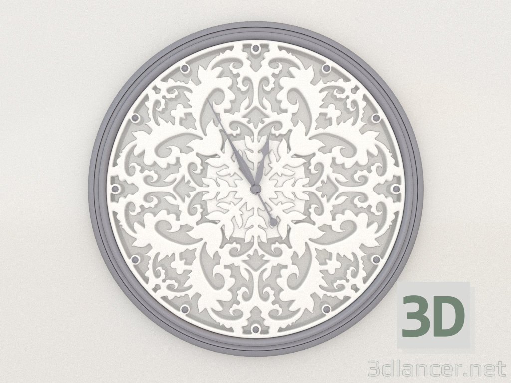 3 डी मॉडल रिफाइंड दीवार घड़ी (सिल्वर, 1.5 मी) - पूर्वावलोकन