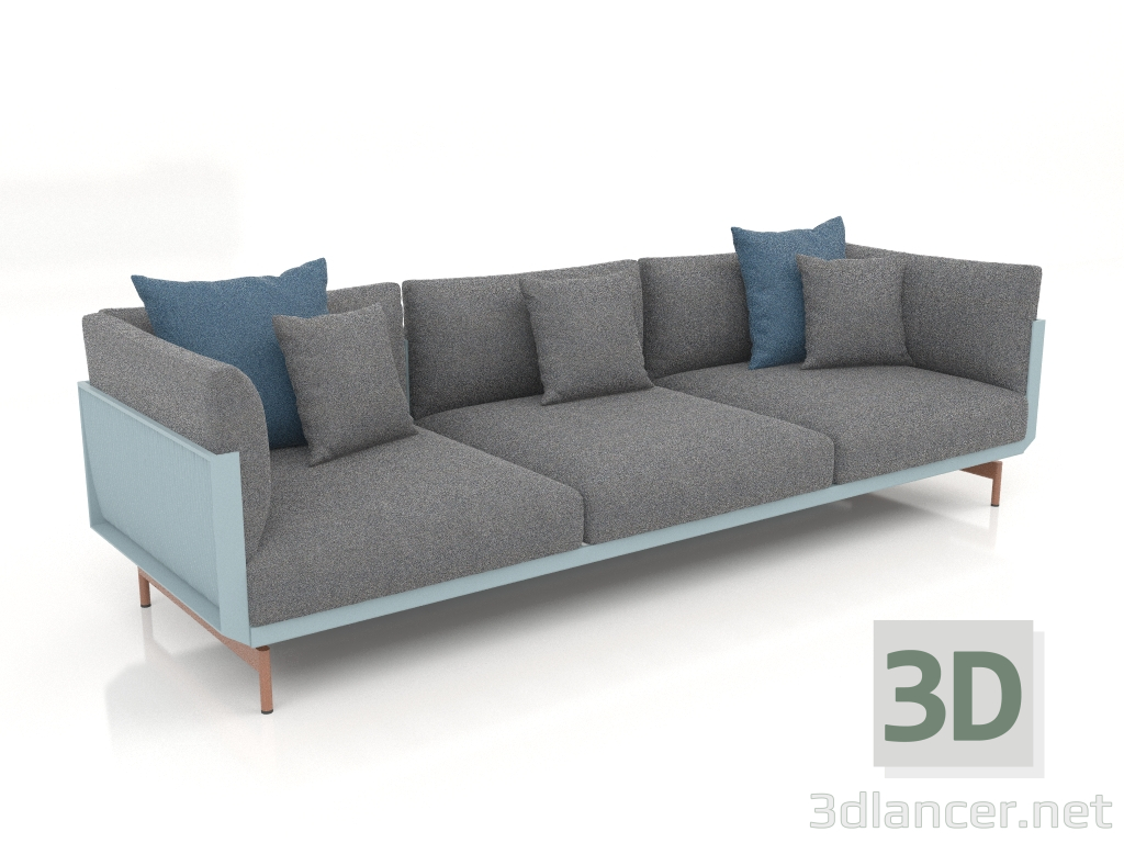 3d model 3-seater sofa (Blue gray) - preview