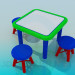 modello 3D Tavolo e sedie - anteprima