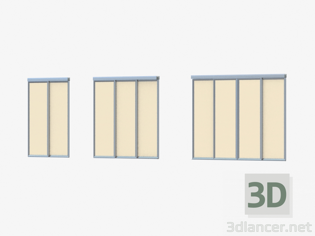 3d model Partición de interroom de A1 (vidrio de arena plateada) - vista previa