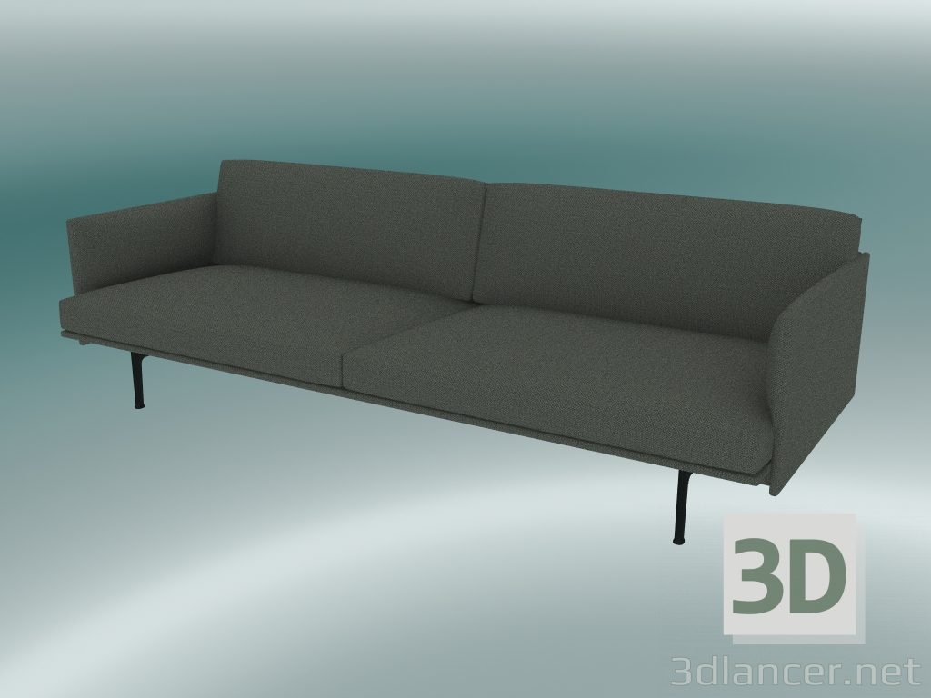 3D Modell Sofa Triple Outline (Fiord 961, Schwarz) - Vorschau