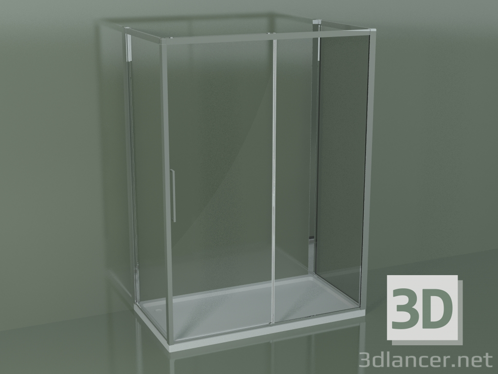 modèle 3D Cabine de douche 3 faces ZG + ZQ + ZF 150 avec porte coulissante au centre - preview