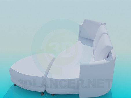 3d модель Софа с пуфиком – превью 3d модель Софа с пуфиком – превью