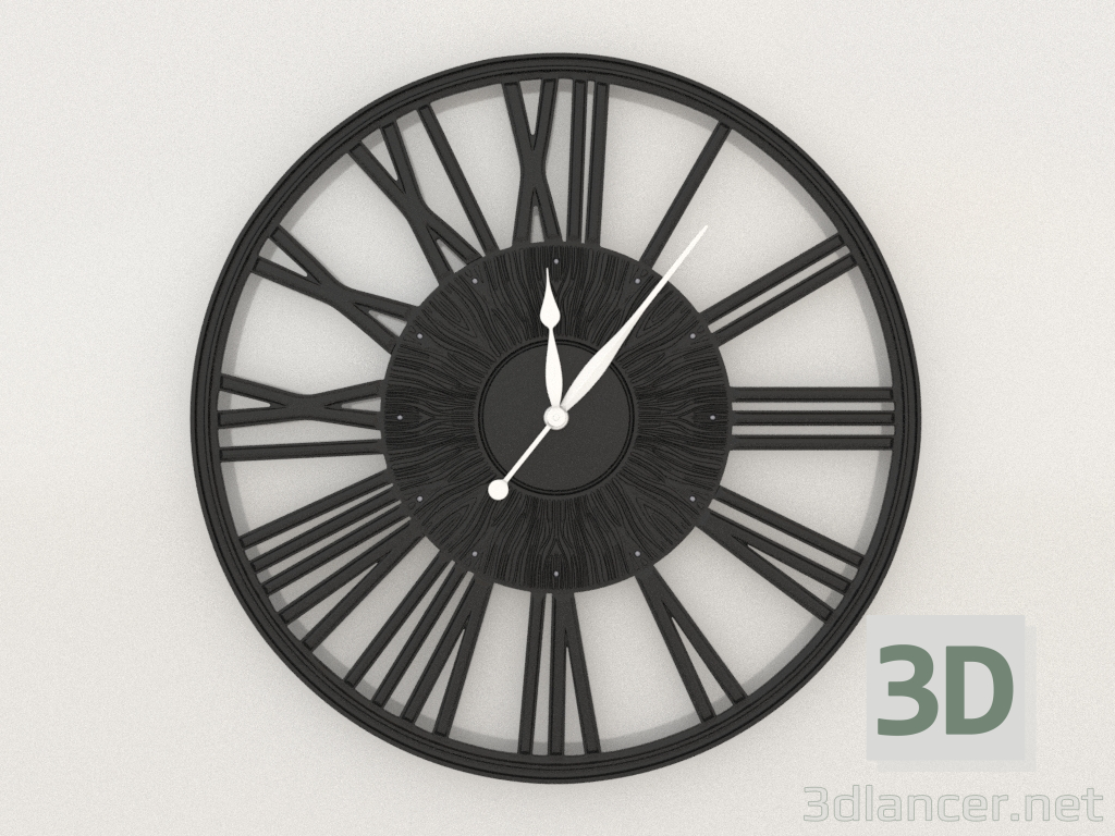 3 डी मॉडल दीवार घड़ी ग्रेसफुल (काला) - पूर्वावलोकन