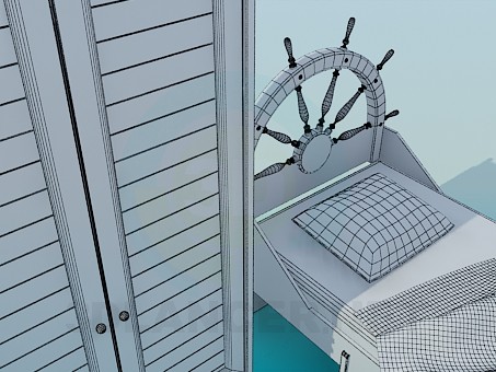 3d модель Односпальная кровать и шкаф – превью 3d модель Односпальная кровать и шкаф – превью