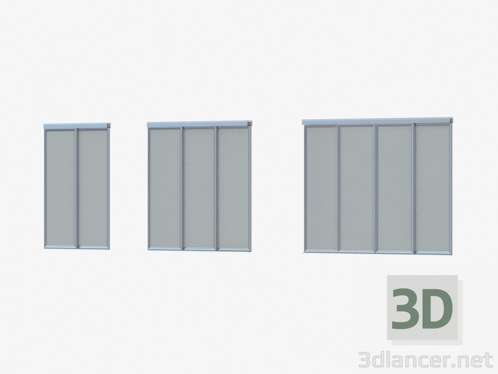 modello 3D Partizione Interroom di A1 (argento argento SSS vetro) - anteprima
