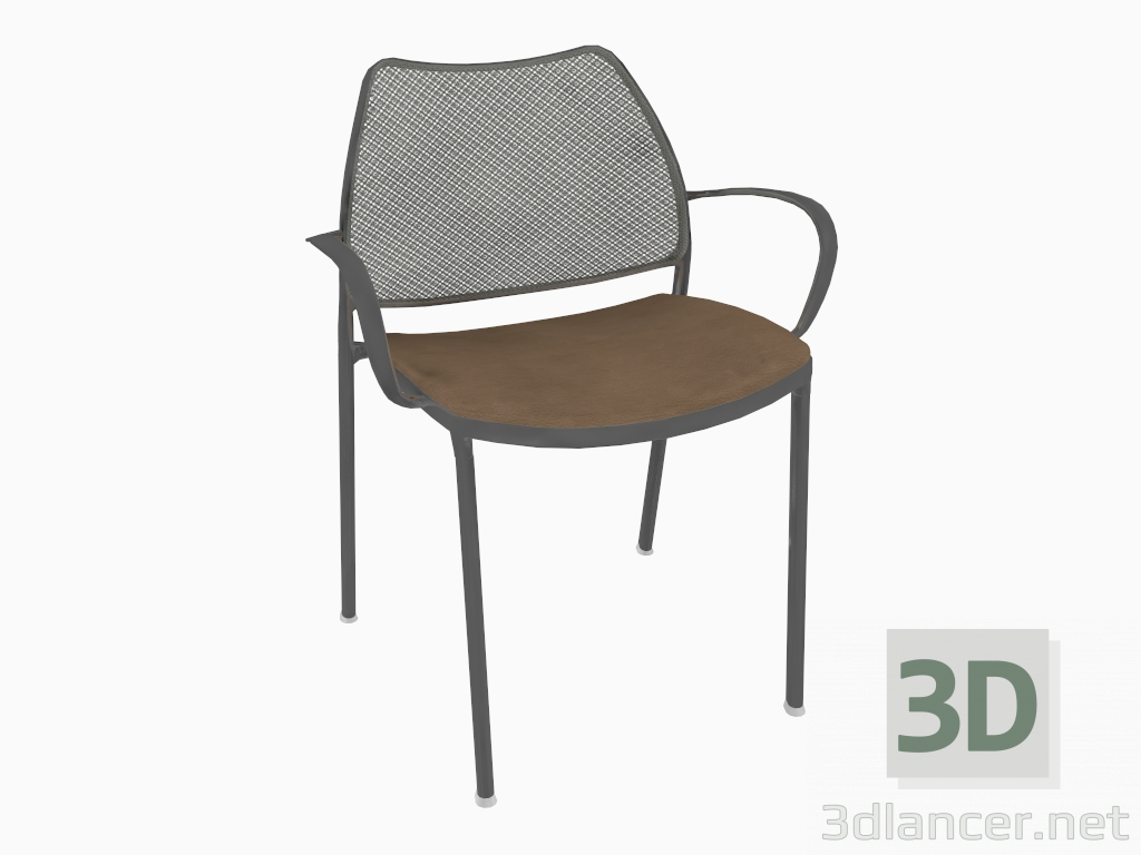 modello 3D Sedia da ufficio con struttura cromata (con braccioli) (A) - anteprima
