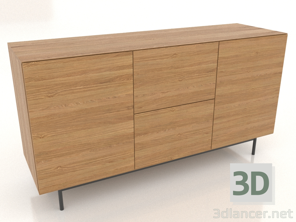 modello 3D Cassettiera 2 1500 mm (rovere naturale) - anteprima