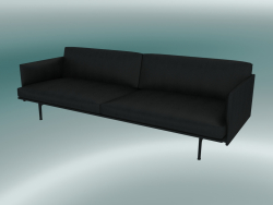 Contorno triplo do sofá (refinar couro preto, preto)