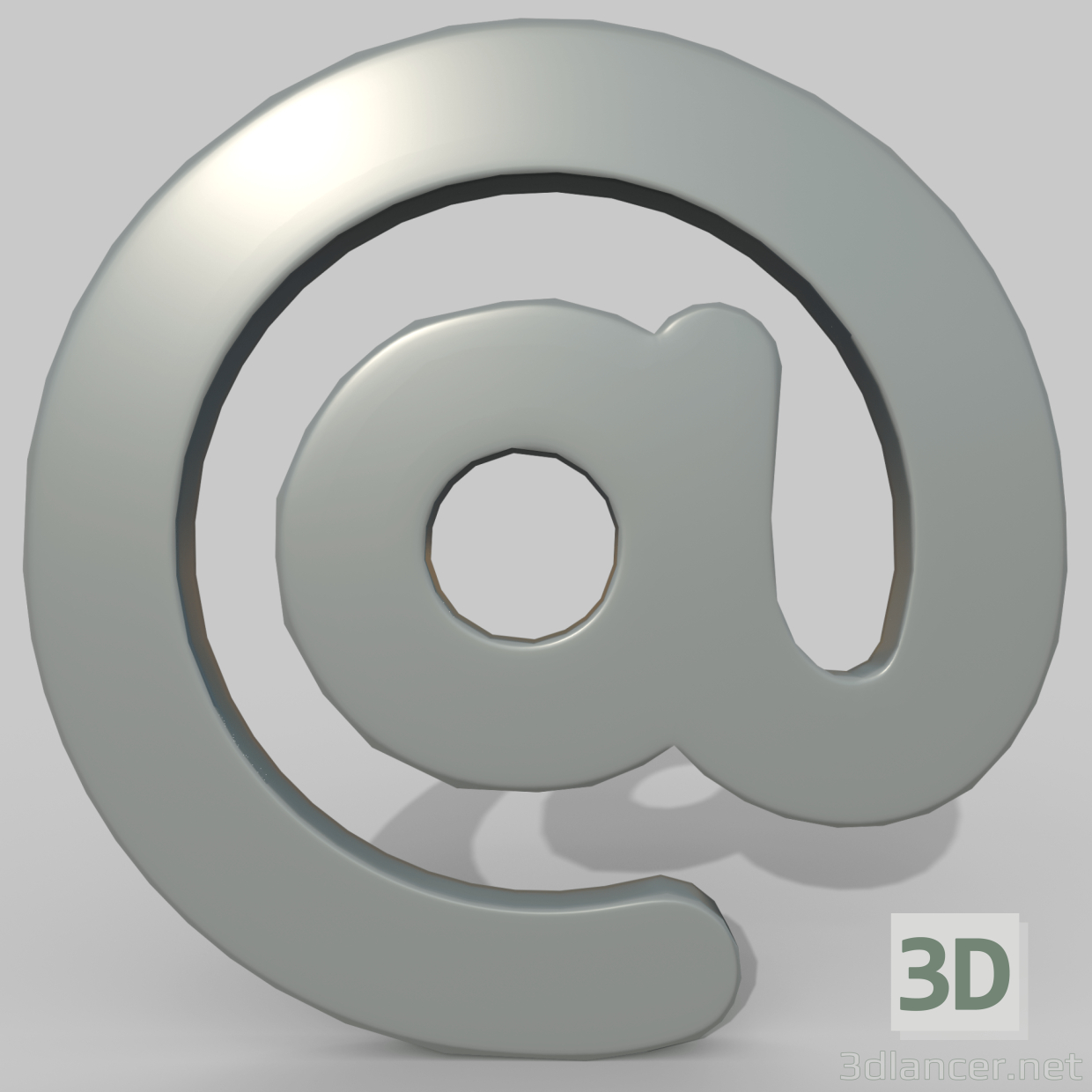 3d model sign @ - preview