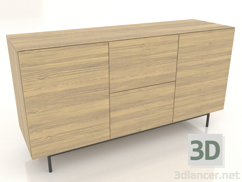 modello 3D Cassettiera 2 1500 mm (rovere illuminato) - anteprima