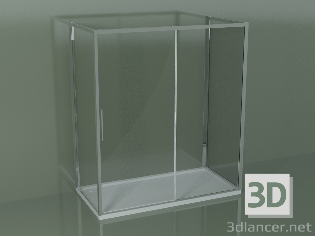 modèle 3D Cabine de douche 3 faces ZG + ZQ + ZF 180 avec porte coulissante au centre - preview