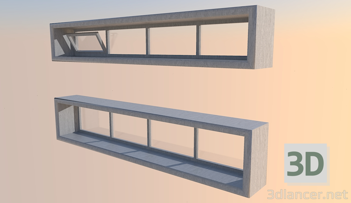 3d model Windows on the landing - preview