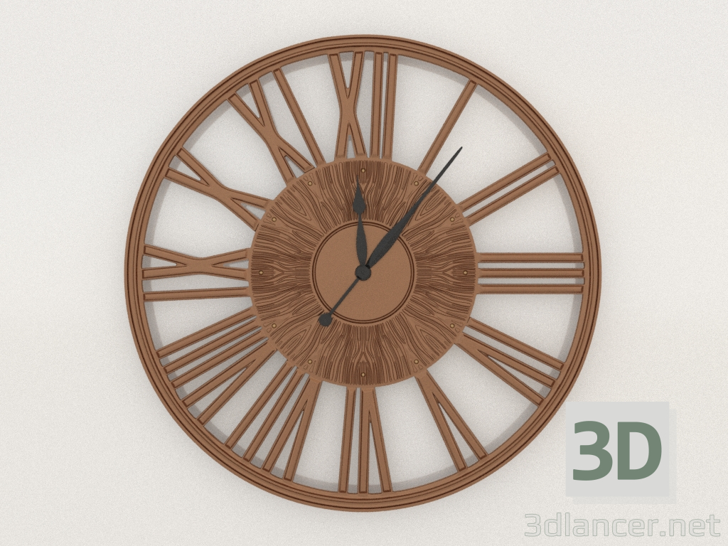3 डी मॉडल दीवार घड़ी ग्रेसफुल (कांस्य) - पूर्वावलोकन