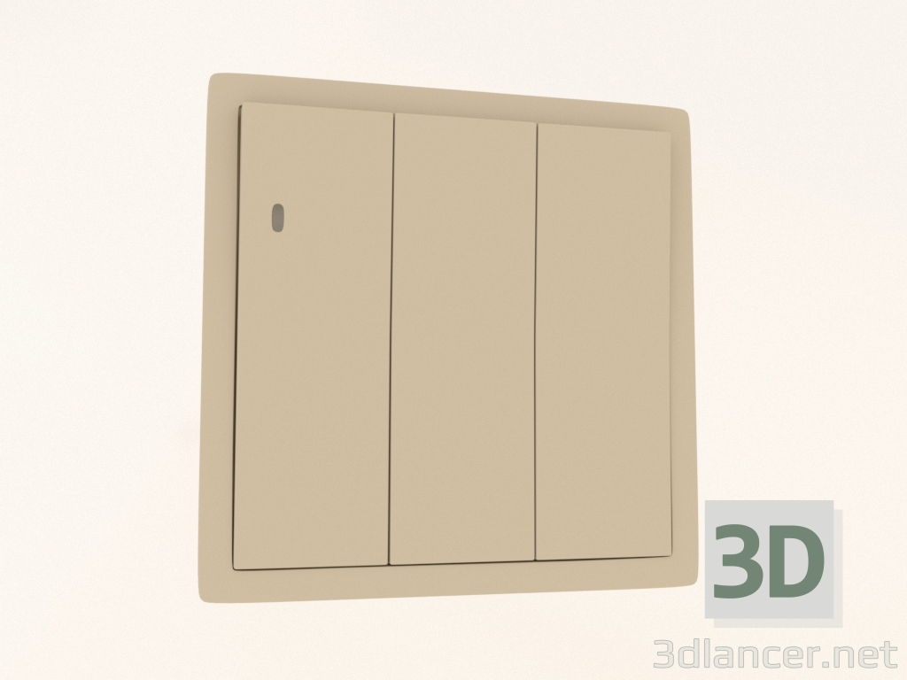 3d model 3-key switch with illumination (10 A, 250 V, matte cashmere, DA28335) R98 - preview