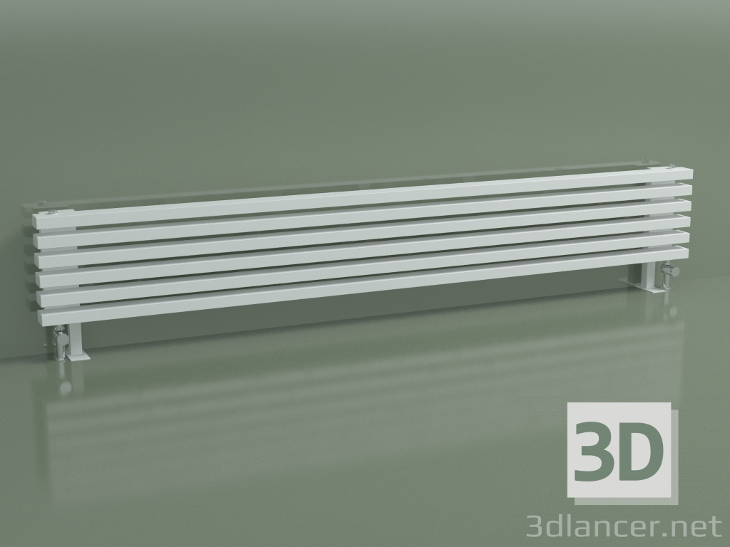 modello 3D Radiatore orizzontale RETTA (6 sezioni 2000 mm 60x30, bianco opaco) - anteprima