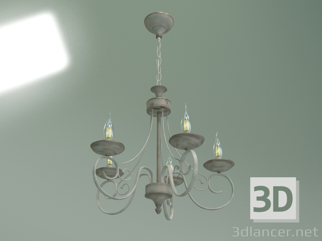 3d model Hanging chandelier 22404-5 (white with gold) - preview