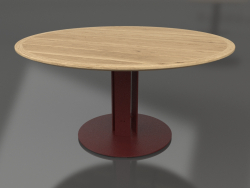 Dining table Ø150 (Wine red, Iroko wood)