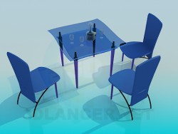 Chaises et table en verre