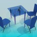 modèle 3D Chaises et table en verre - preview
