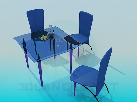 modelo 3D Sillas y mesa de vidrio - escuchar modelo 3D Sillas y mesa de vidrio - escuchar