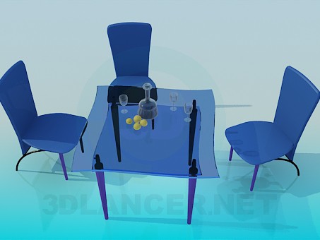 modelo 3D Sillas y mesa de vidrio - escuchar modelo 3D Sillas y mesa de vidrio - escuchar