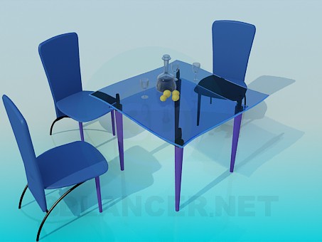 modelo 3D Sillas y mesa de vidrio - escuchar modelo 3D Sillas y mesa de vidrio - escuchar