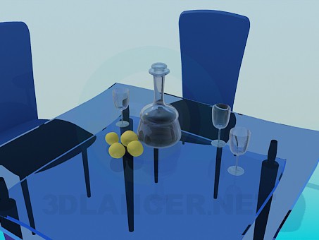 modelo 3D Sillas y mesa de vidrio - escuchar modelo 3D Sillas y mesa de vidrio - escuchar