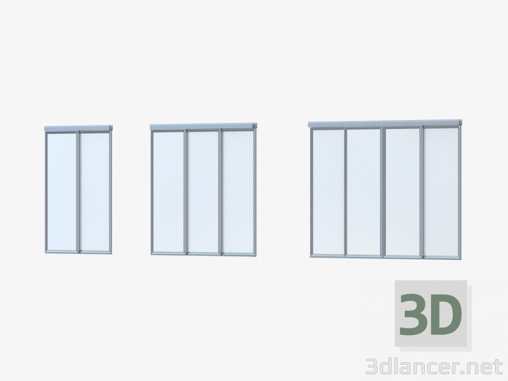 modèle 3D Cloison interroom de A1 (verre blanc argenté) - preview