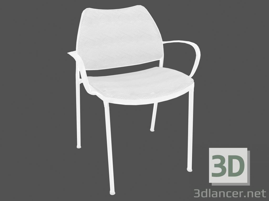 modello 3D Sedia da ufficio con struttura bianca (con braccioli) - anteprima