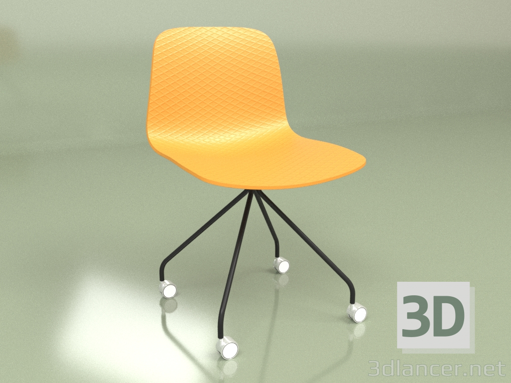 3 डी मॉडल पहियों पर ग्लाइड कुर्सी (नारंगी) - पूर्वावलोकन