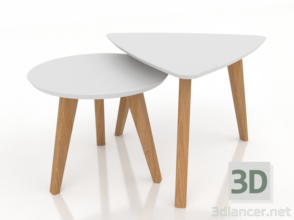 modèle 3D Ensemble de tables basses (chêne naturel) - preview modèle 3D Ensemble de tables basses (chêne naturel) - preview