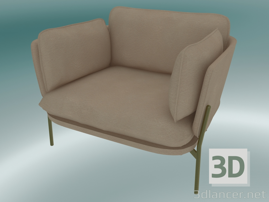 modello 3D Poltrona Cloud (LN1, 84x100 N 75cm, gambe bronzate, pelle - anilina di seta) - anteprima