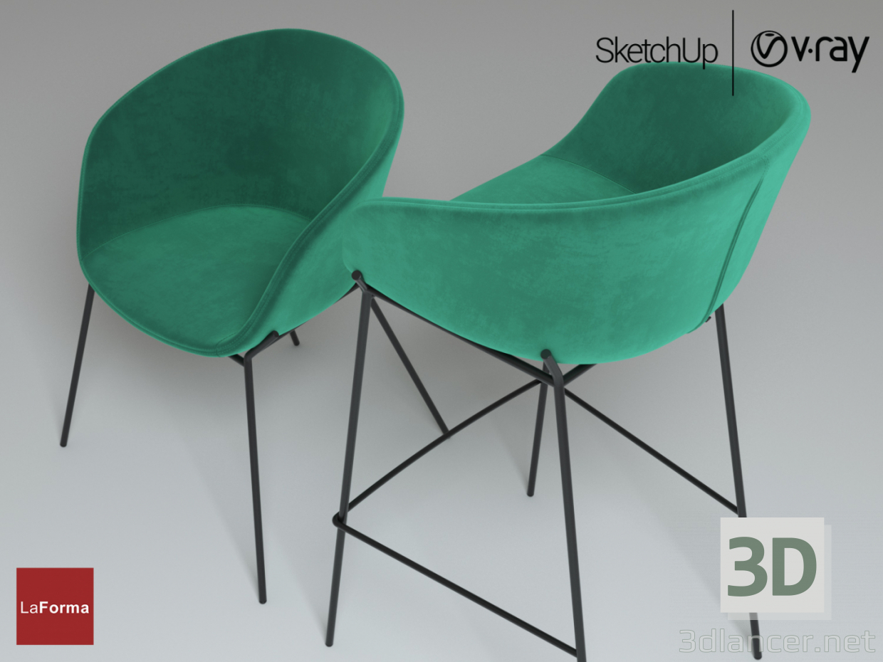 3 boyutlu model LaForma Sandalye ZADINE + Bar Sandalyesi ZADINE 42581