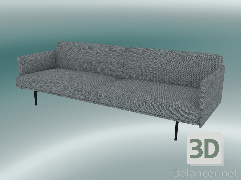 3d model Esquema del sofá triple (Vancouver 14, negro) - vista previa