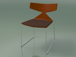 Stapelbarer Stuhl 3711 (auf einem Schlitten, mit Kissen, Orange, CRO)