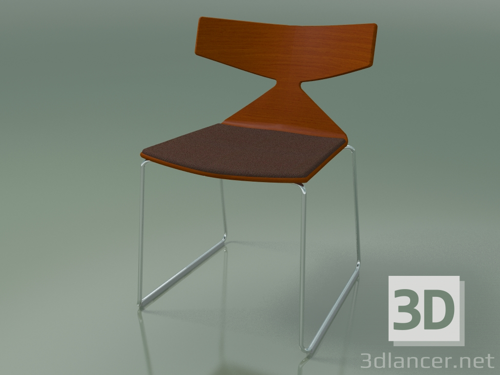 modèle 3D Chaise empilable 3711 (sur un traîneau, avec un oreiller, Orange, CRO) - preview