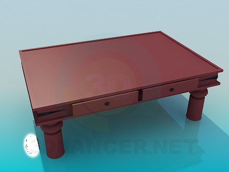 modèle 3D Table basse avec tiroirs - preview