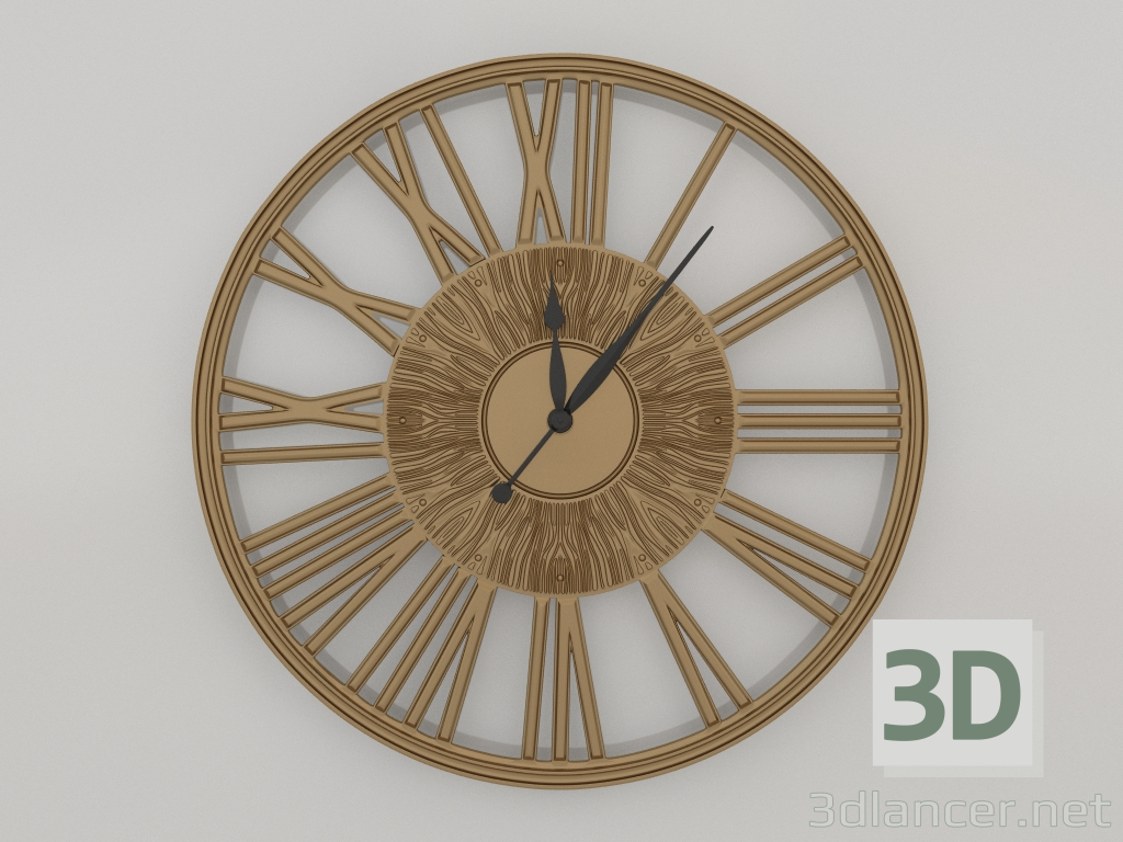 3 डी मॉडल दीवार घड़ी ग्रेसफुल (सोना) - पूर्वावलोकन